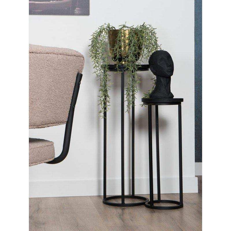 Pflanzentische Sam Rond - 3er-Set - Schwarzes Mangoholz - HomeDesign Knaus