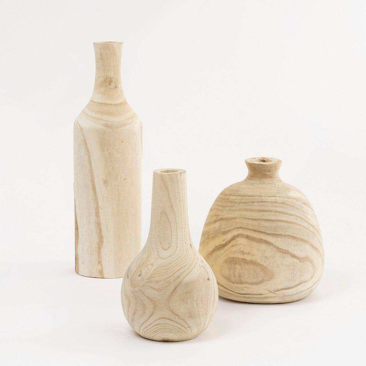Pia Vase – H25 x Ø24 cm – Paulownia-Holz – Hellbraun - HomeDesign Knaus