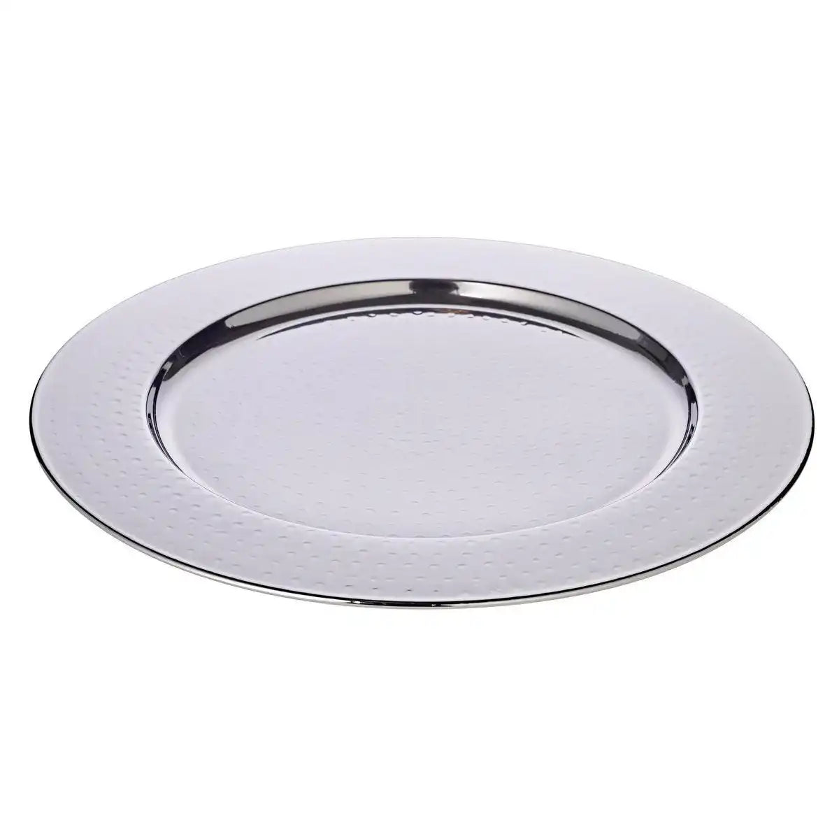 Platzteller Servierteller Eron, Edelstahl gehämmert hochglanzpoliert, Durchmesser 35 cm - HomeDesign Knaus