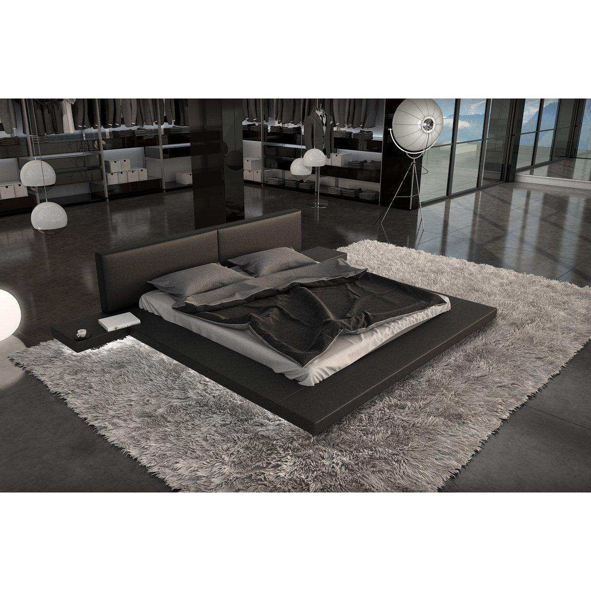 Polsterbett 140x200 cm schwarz Kunstleder-Optik - HomeDesign Knaus