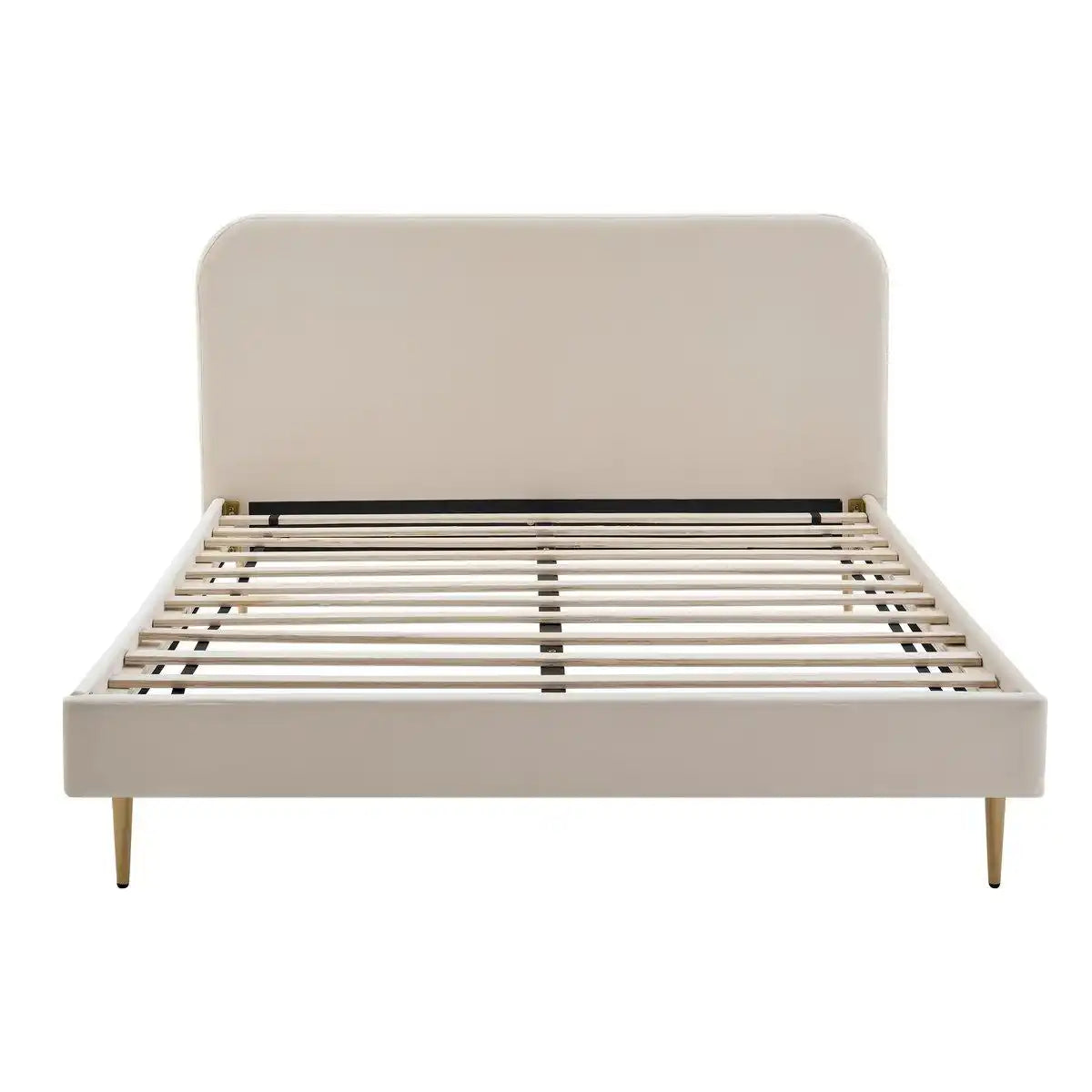 Polsterbett mit Samtbezug Beige 140x200 cm - HomeDesign Knaus