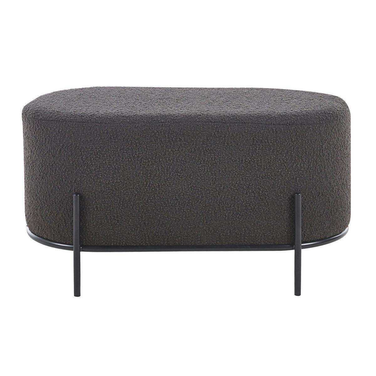 Polsterhocker Bouclé Stoff Anthrazit - HomeDesign Knaus