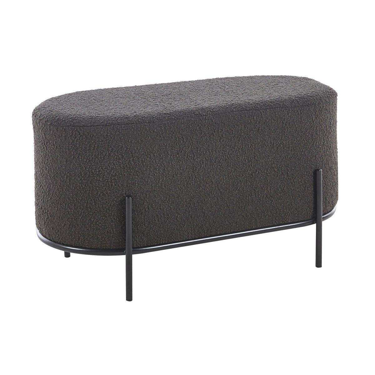 Polsterhocker Bouclé Stoff Anthrazit - HomeDesign Knaus