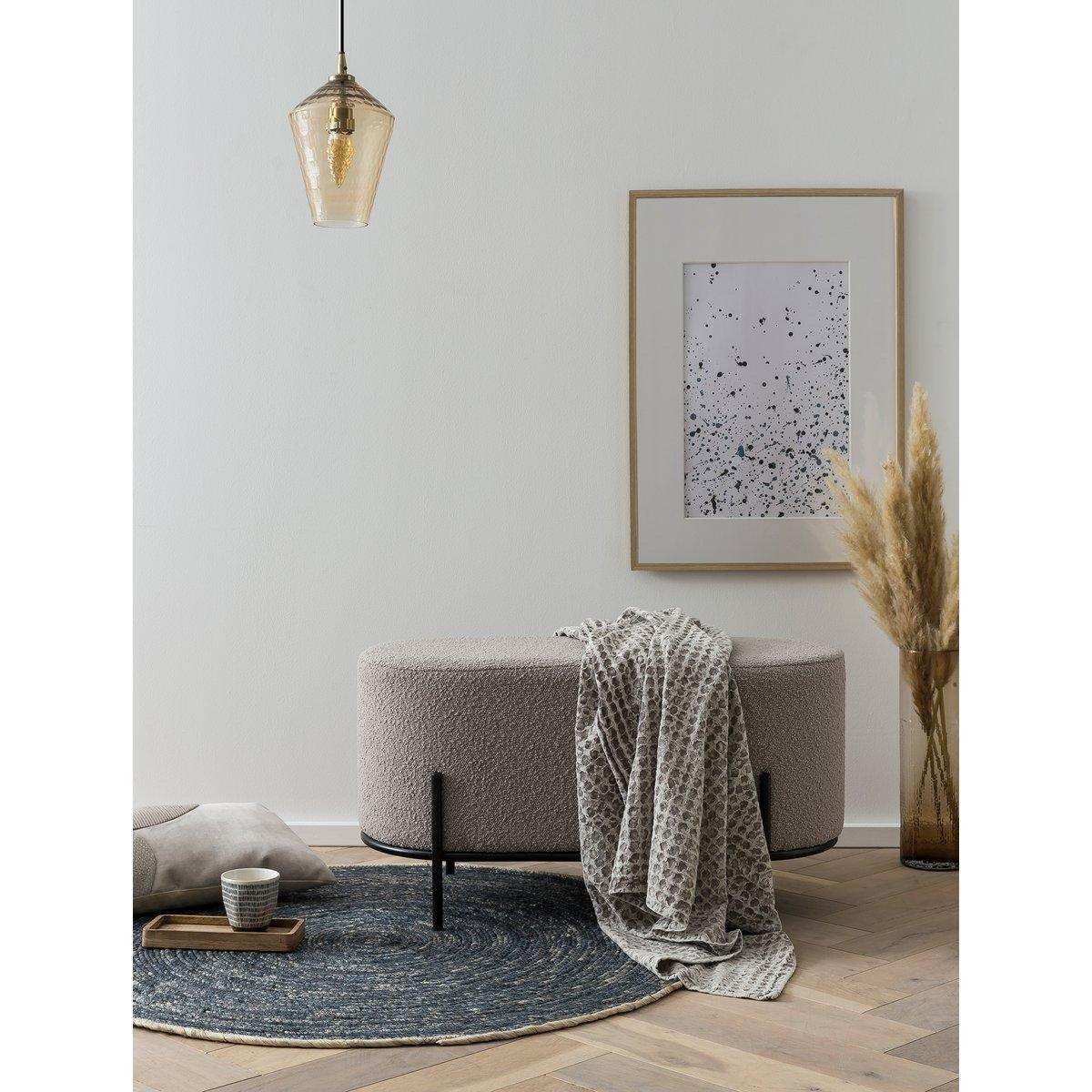 Polsterhocker Bouclé Stoff Taupe - HomeDesign Knaus