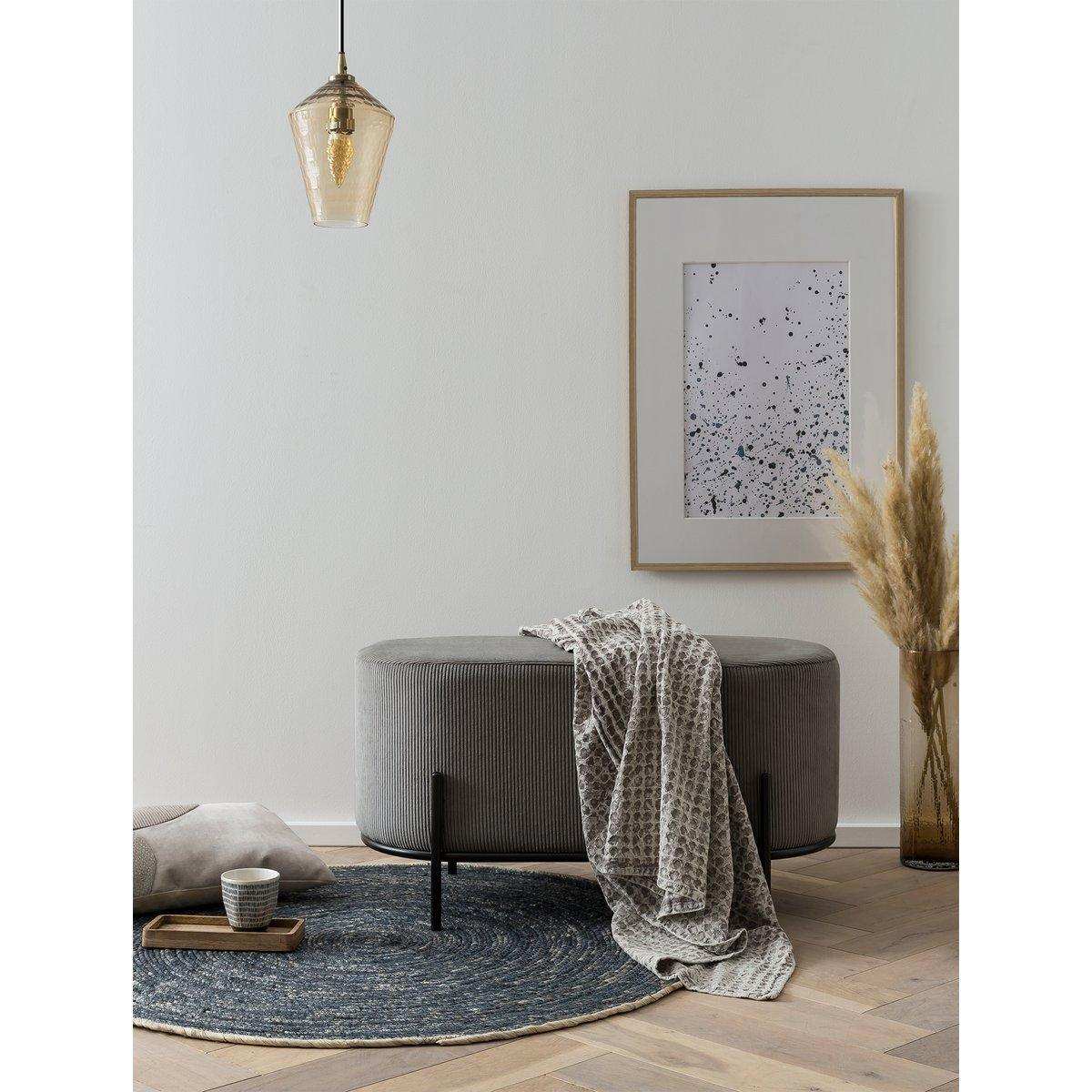 Polsterhocker Cord Optik Grau - HomeDesign Knaus