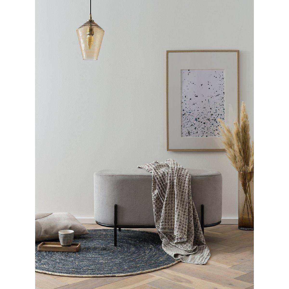 Polsterhocker Cord Optik Hellgrau - HomeDesign Knaus