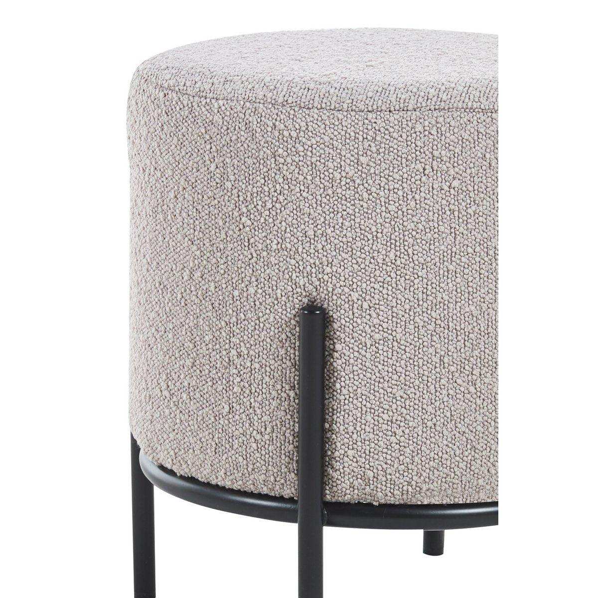 Polsterhocker Ø35 cm Bouclé Stoff Taupe - HomeDesign Knaus