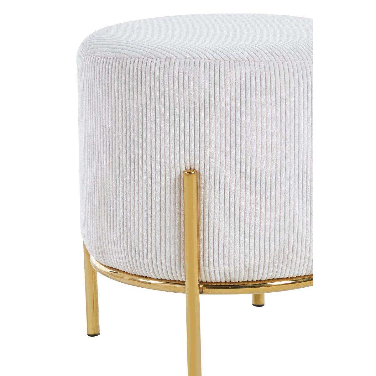 Polsterhocker Ø35 cm Cord Optik Beige - HomeDesign Knaus