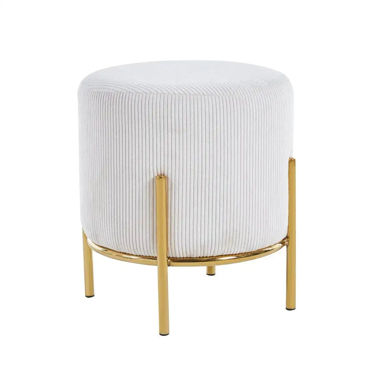 Polsterhocker Ø35 cm Cord Optik Beige - HomeDesign Knaus