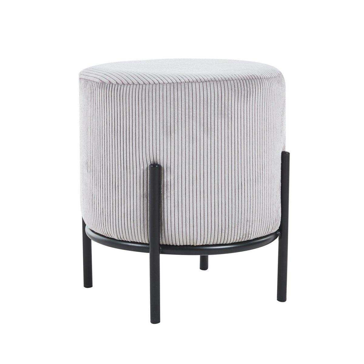 Polsterhocker Ø35 cm Cord Optik Hellgrau - HomeDesign Knaus