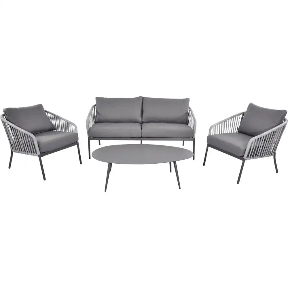 Polyrattan Lounge-Set Gartenmöbel Wetterfest grau Gartenlounge - HomeDesign Knaus