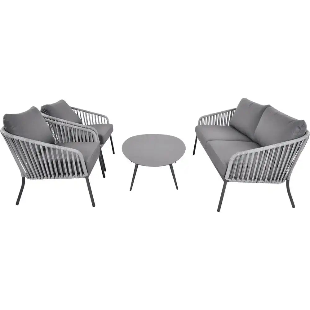Polyrattan Lounge-Set Gartenmöbel Wetterfest grau Gartenlounge - HomeDesign Knaus