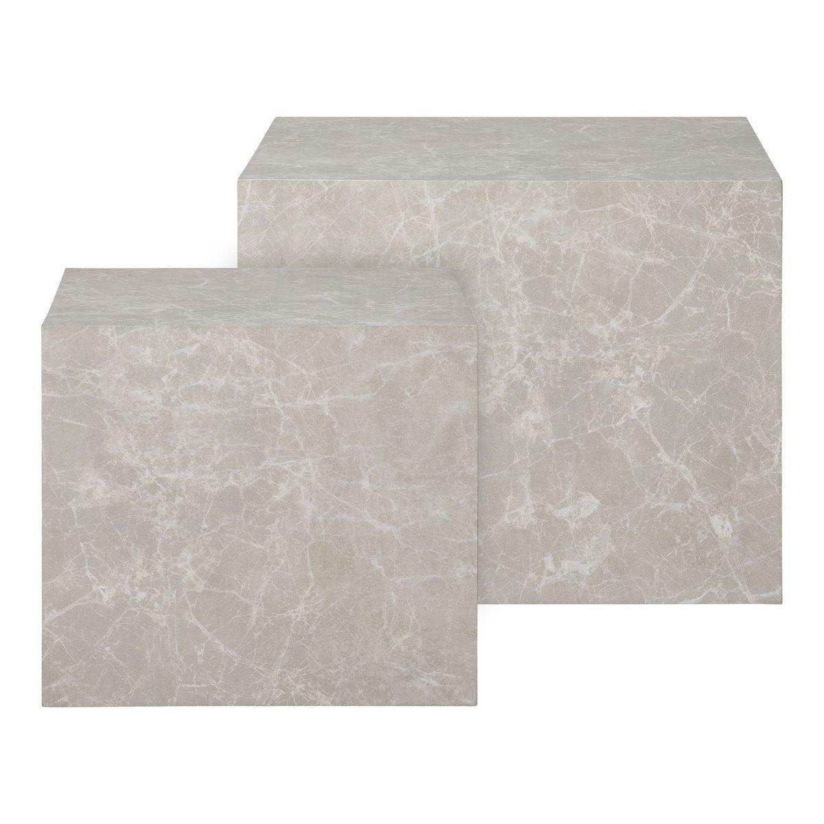 Prager Couchtisch-Set – Beige, Marmoroptik, MDF, Dekorpapier, 2er-Set - HomeDesign Knaus