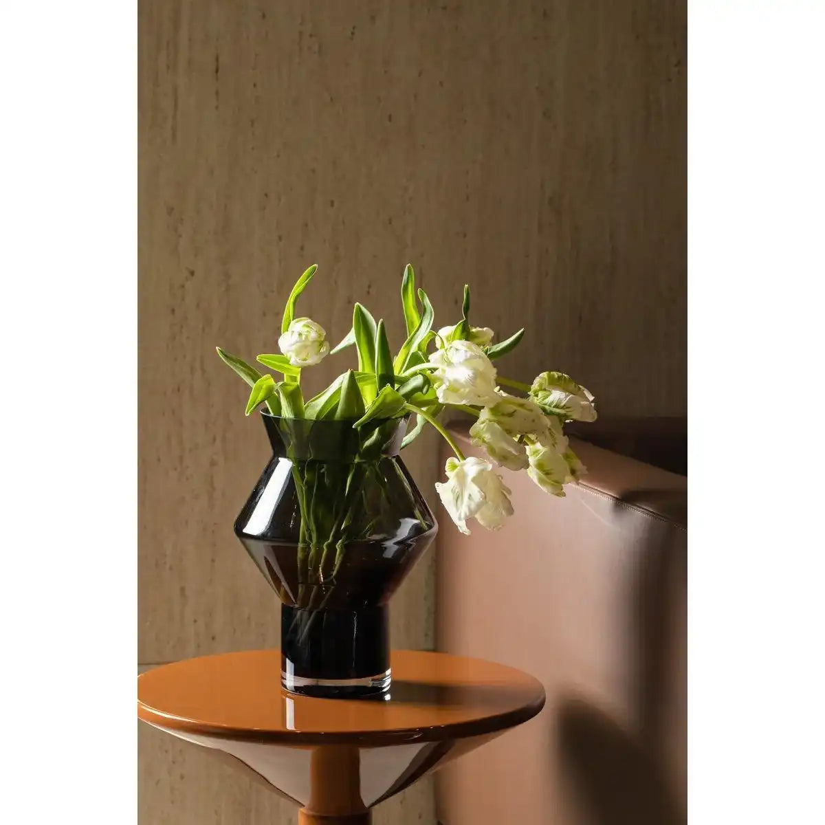 Premium Blumenvase Glasvase Grau kantiger Zylinderform - HomeDesign Knaus
