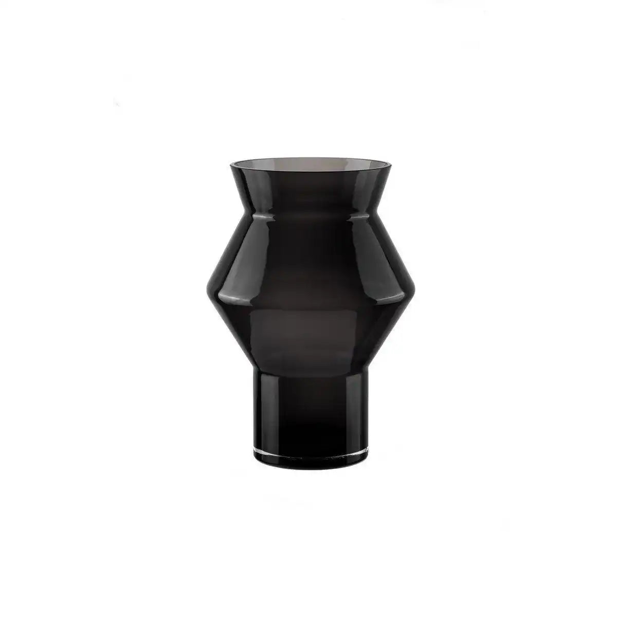 Premium Blumenvase Glasvase Grau kantiger Zylinderform - HomeDesign Knaus