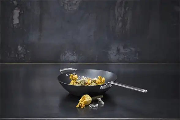 Premium Wok mit Banderole Black Iron Griffe aus Edelstahlguss 30 cm - HomeDesign Knaus
