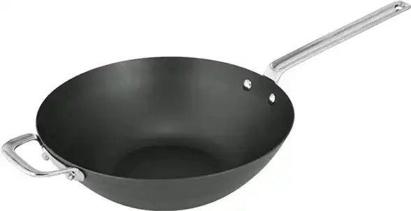 Premium Wok mit Banderole Black Iron Griffe aus Edelstahlguss 30 cm - HomeDesign Knaus
