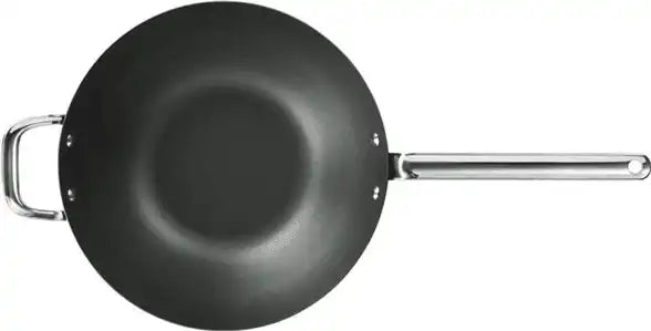 Premium Wok mit Banderole Black Iron Griffe aus Edelstahlguss 30 cm - HomeDesign Knaus