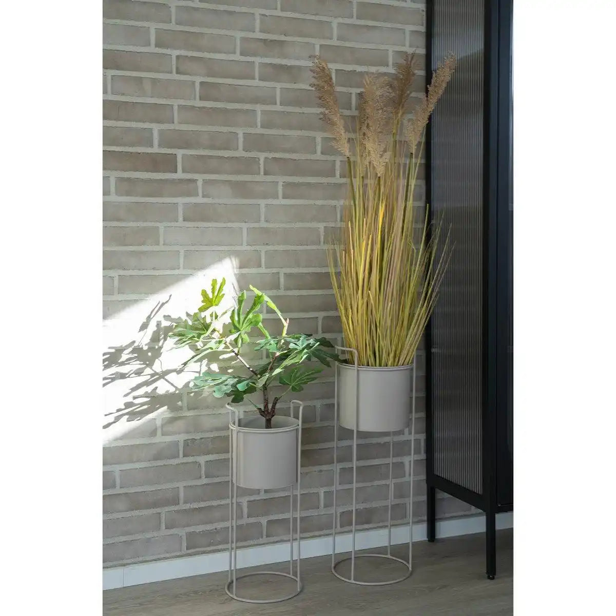 Rabo Flower Stand - Blumenständer, Stahl, Sand, 2er-Set - HomeDesign Knaus