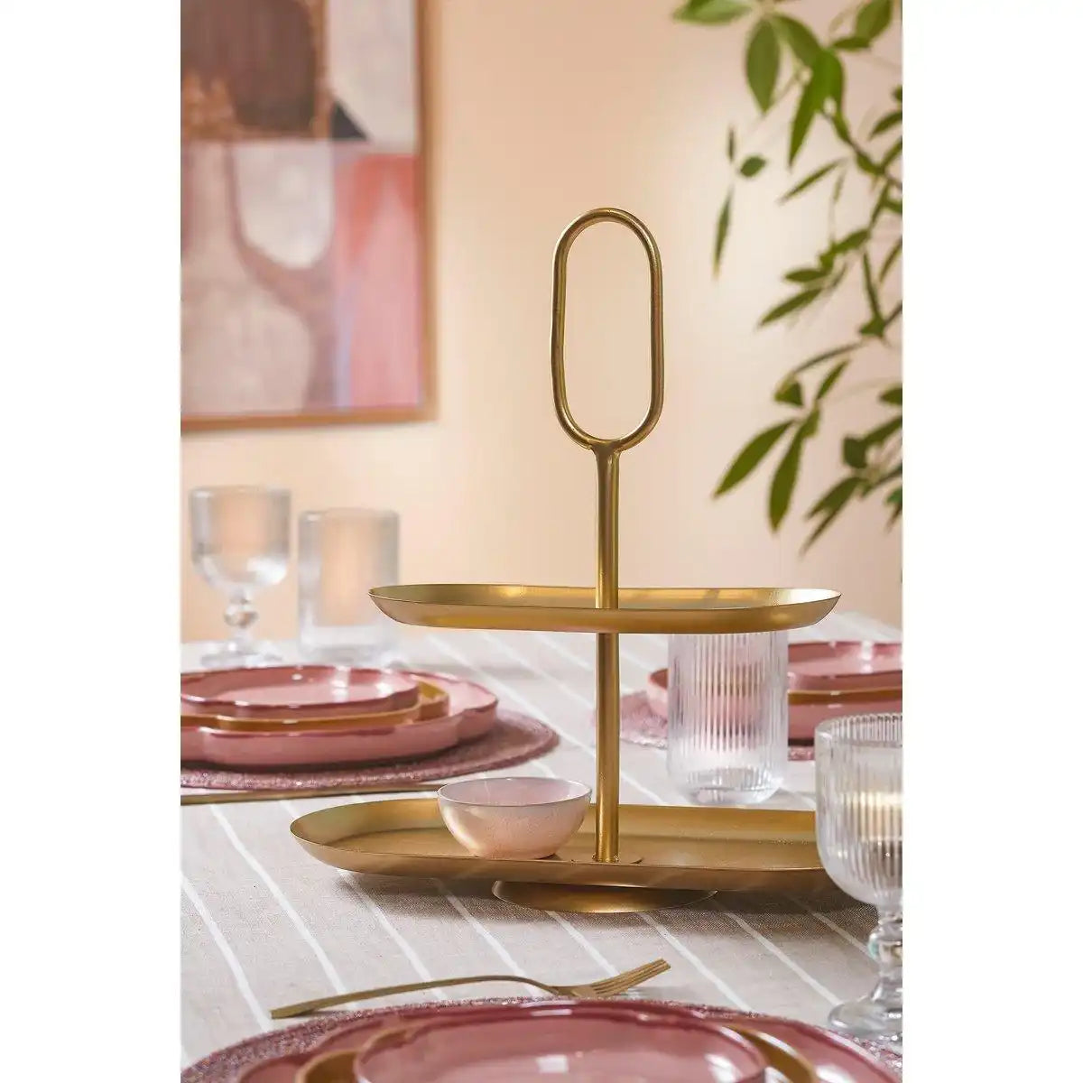 Rama Etagere 2 Ebenen – L38 x B17 x H37 cm – Metall – Gold - HomeDesign Knaus