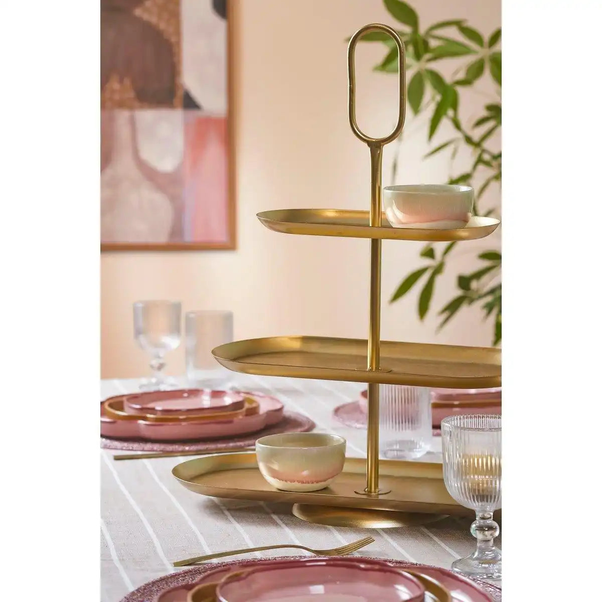 Rama Etagere 3 Ebenen – L48 x B20 x H55 cm – Metall – Gold - HomeDesign Knaus