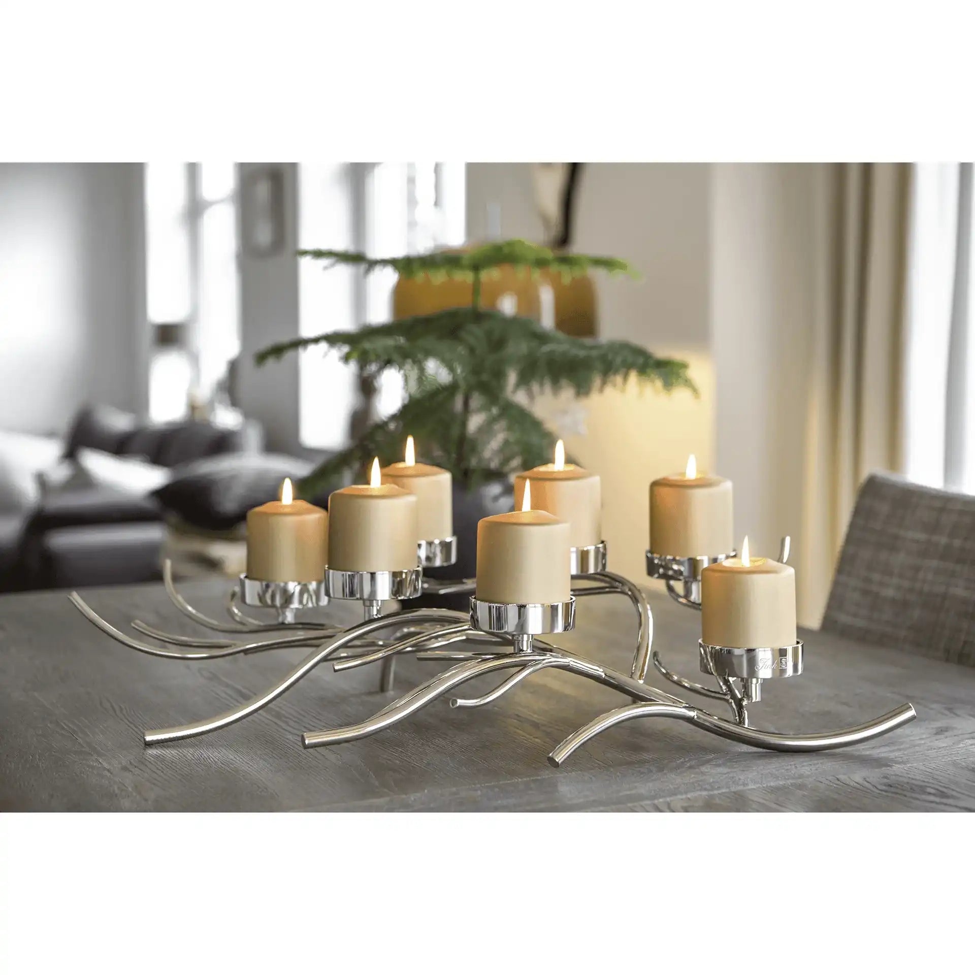 Ramus Kranz Teelichthalter Chrom Unikat Kerzenständer 80cm Universal - HomeDesign Knaus