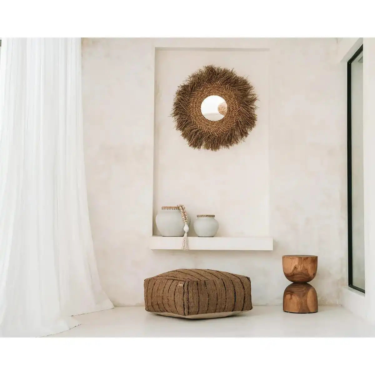 Rattan Wandspiegel Spiegel des frühen Montags Natürlich 75 cm - HomeDesign Knaus