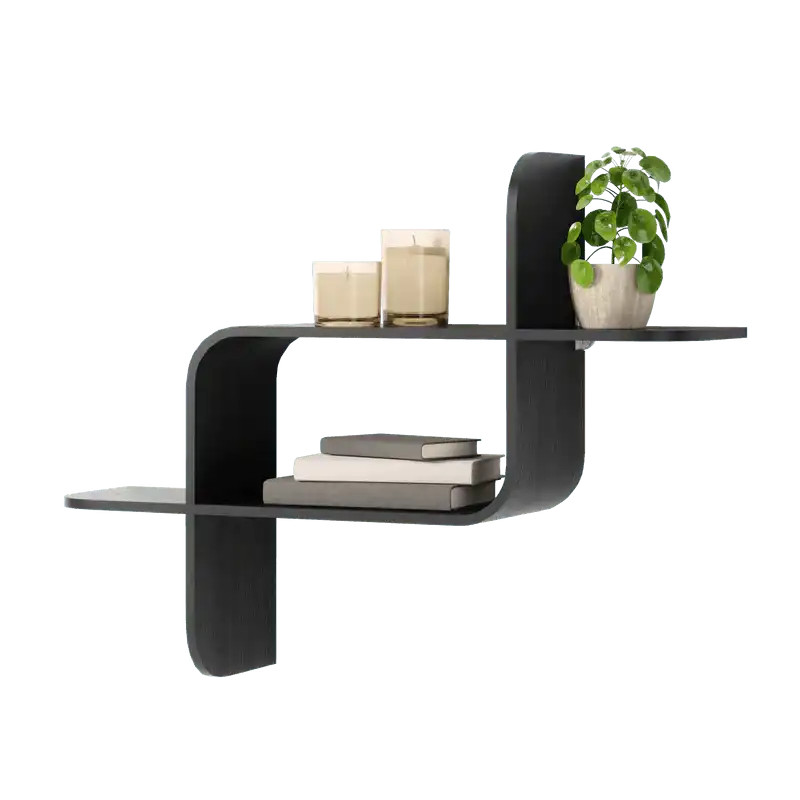 Regal Gebogen Schwarz Weiss Holz - HomeDesign Knaus