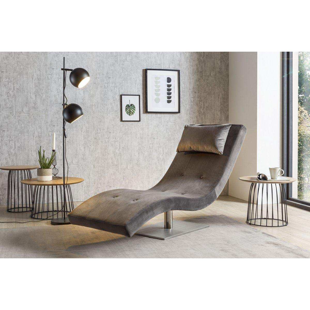 Relaxliege Samt grau - HomeDesign Knaus