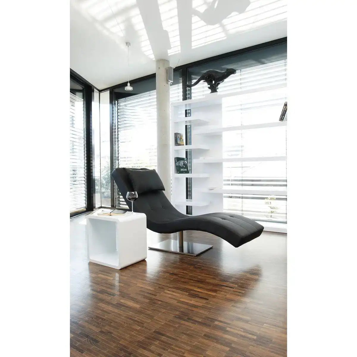 Relaxliege schwarz Kunstleder-Optik - HomeDesign Knaus