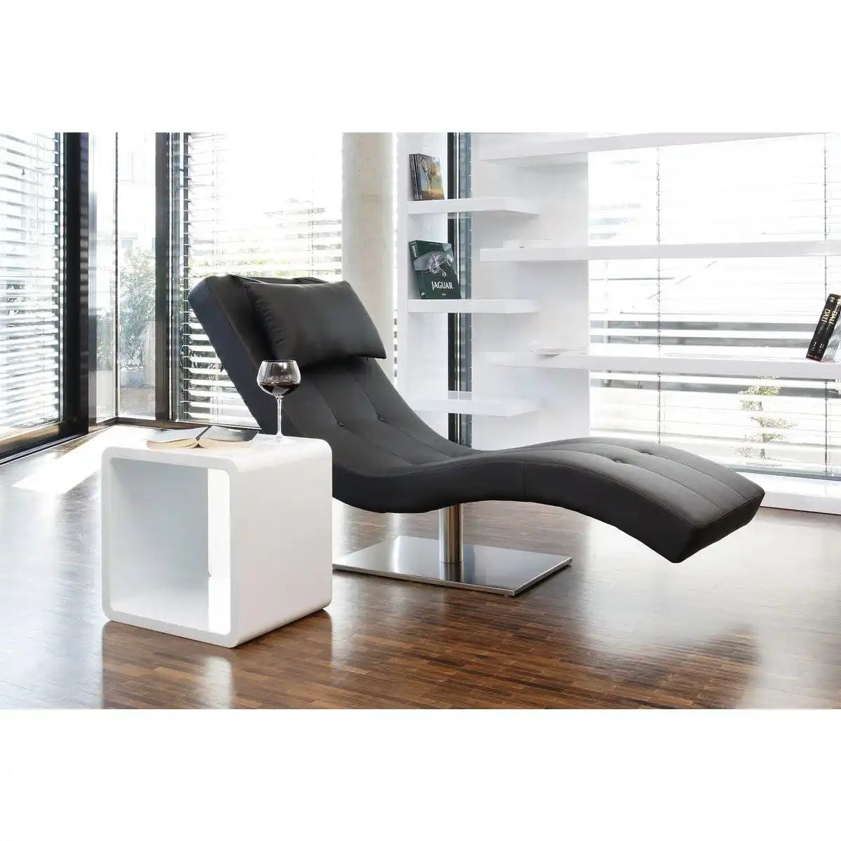 Relaxliege schwarz Kunstleder-Optik - HomeDesign Knaus