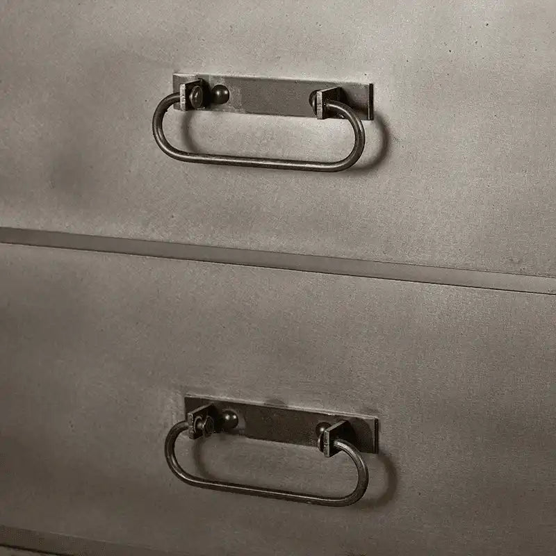 Retro Antik Schreibtisch Brooklyn robust Antik Naturholz mit Metall Gestell - HomeDesign Knaus