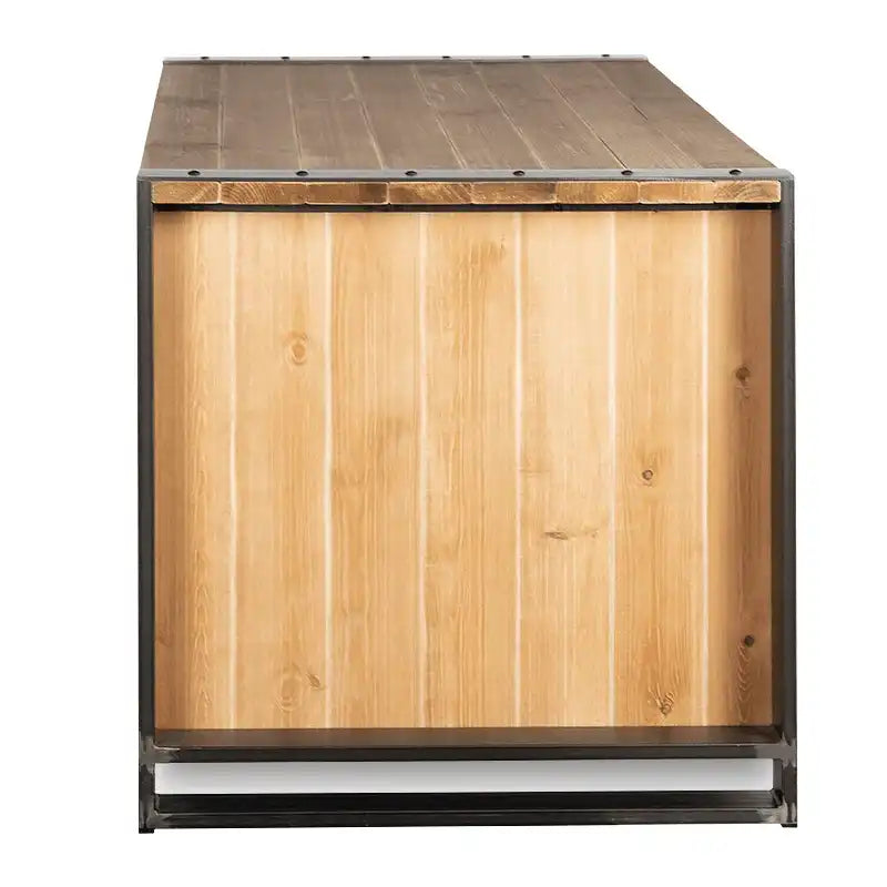 Retro Antik Schreibtisch Brooklyn robust Antik Naturholz mit Metall Gestell - HomeDesign Knaus