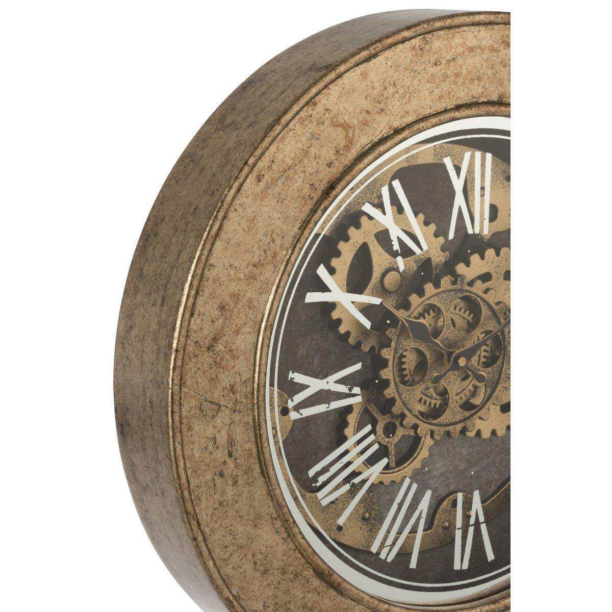 Retro Wanduhr Holznatur Gold 50 cm - HomeDesign Knaus