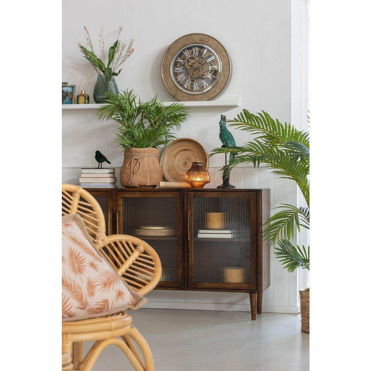 Retro Wanduhr Holznatur Gold 50 cm - HomeDesign Knaus