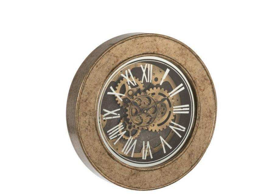 Retro Wanduhr Holznatur Gold 50 cm - HomeDesign Knaus
