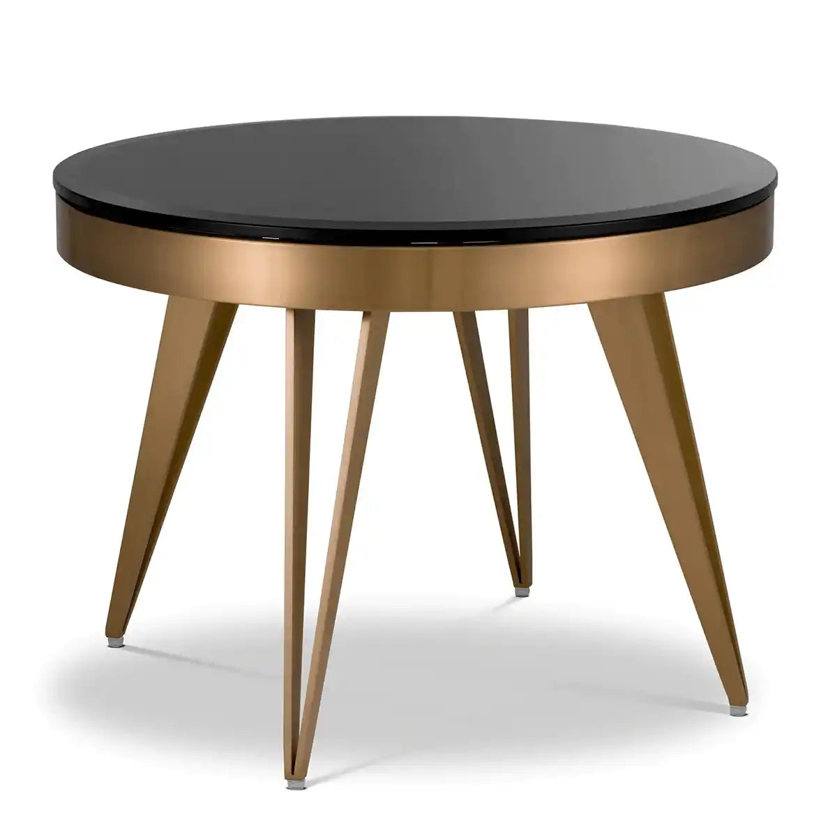 Rocco Beistelltisch Handarbeit gebürstetes Messing schwarzes facettiertes Glas - HomeDesign Knaus