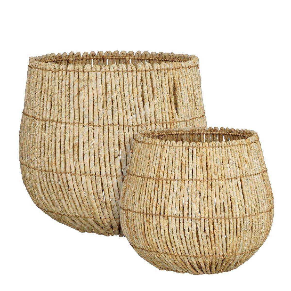 Ronda Aufbewahrungskorb – 2er-Set – H40 x Ø44 cm – Hellbraun - HomeDesign Knaus