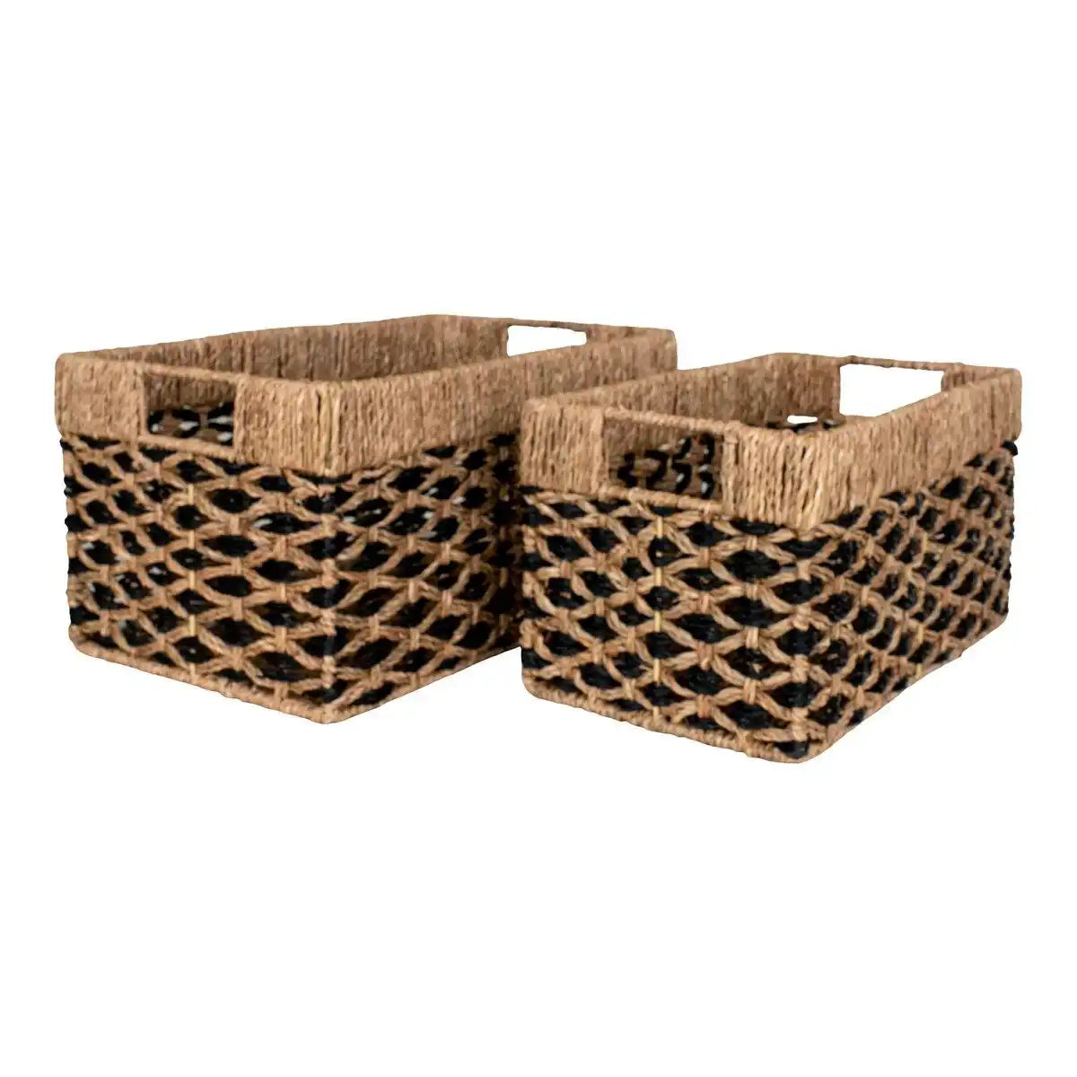 Salar-Körbe – Schwarz/Natur, Seegras – 2er-Set - HomeDesign Knaus