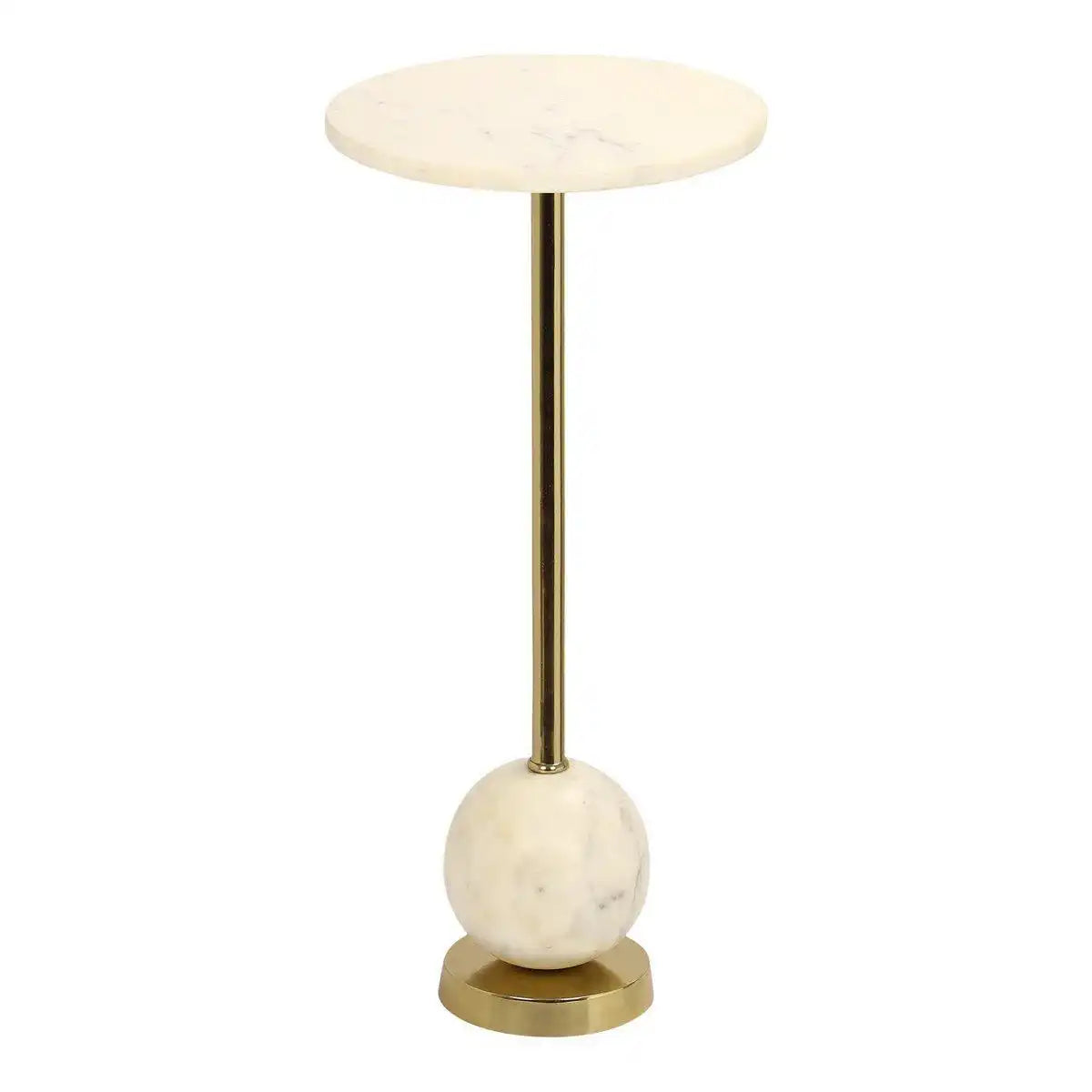 Salo Beistelltisch – Beistelltisch aus Messing und Marmor Ø25x54 cm - HomeDesign Knaus