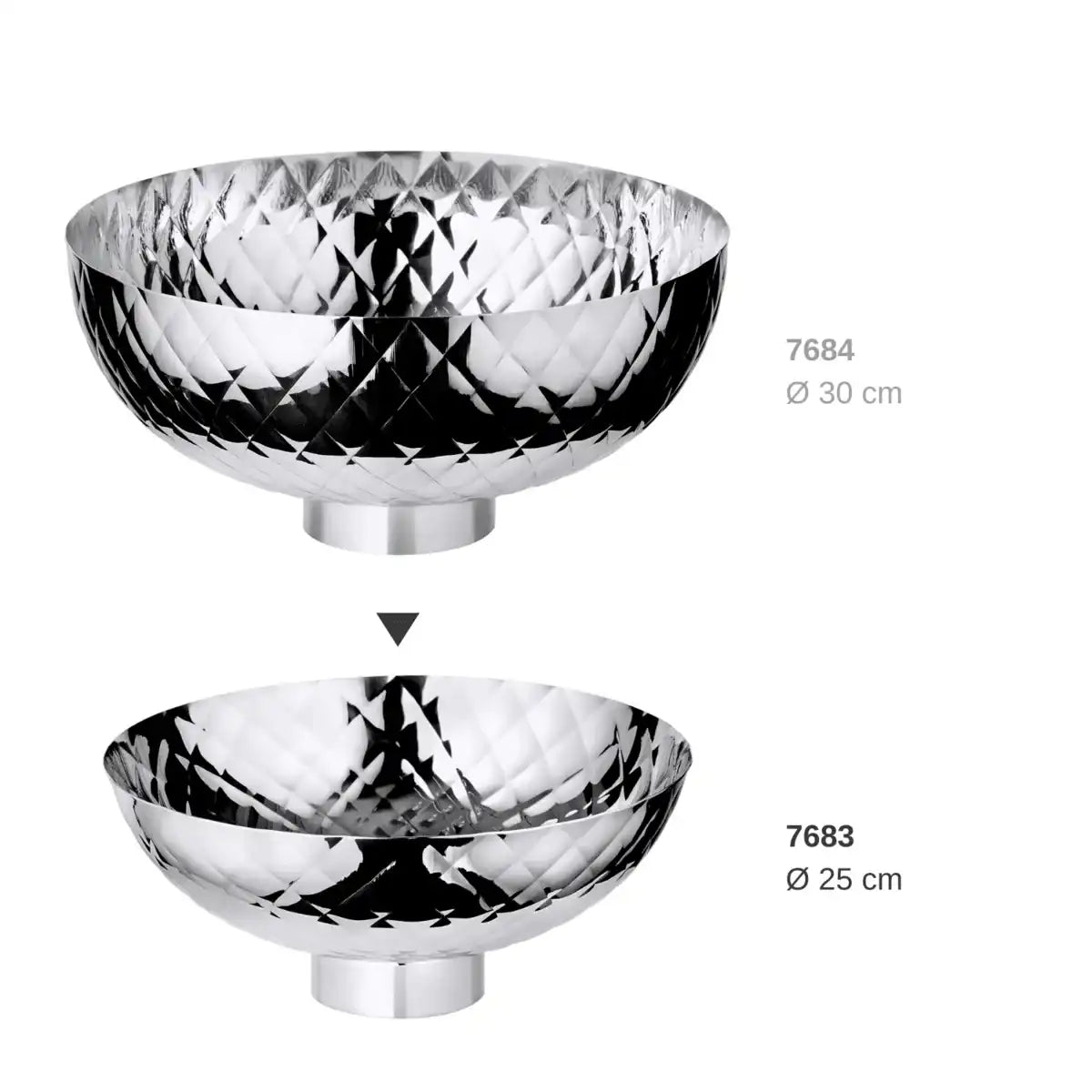 Schale Leonora (Ø 25 cm, Höhe 11 cm), gehämmert, Edelstahl hochglanzpoliert - HomeDesign Knaus