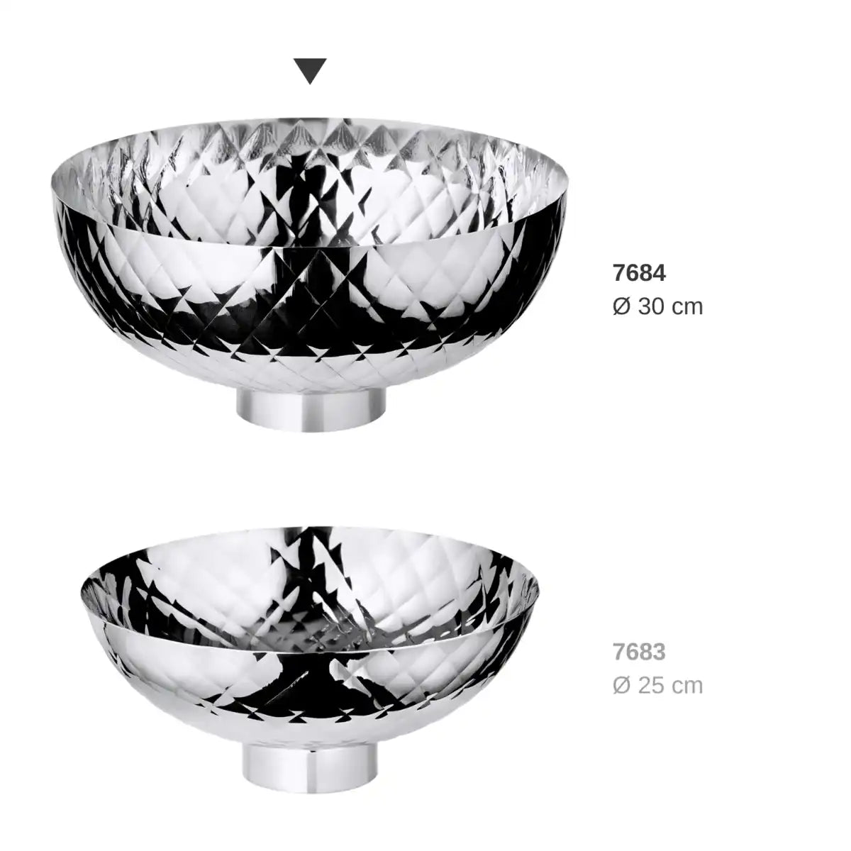 Schale Leonora (Ø 30 cm, Höhe 14 cm), gehämmert, Edelstahl hochglanzpoliert - HomeDesign Knaus