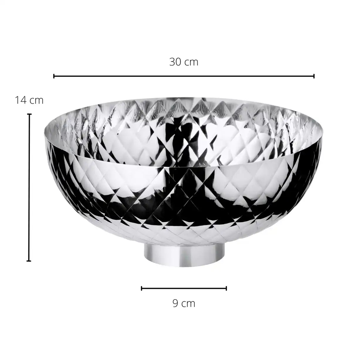 Schale Leonora (Ø 30 cm, Höhe 14 cm), gehämmert, Edelstahl hochglanzpoliert - HomeDesign Knaus