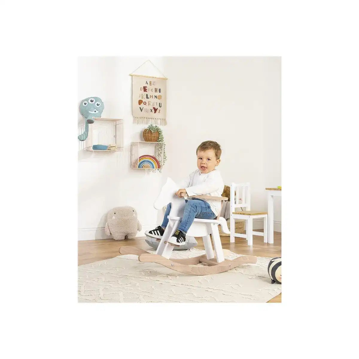 Schaukelpferd 'Pinolino' mit Ring, weiß/natur - HomeDesign Knaus