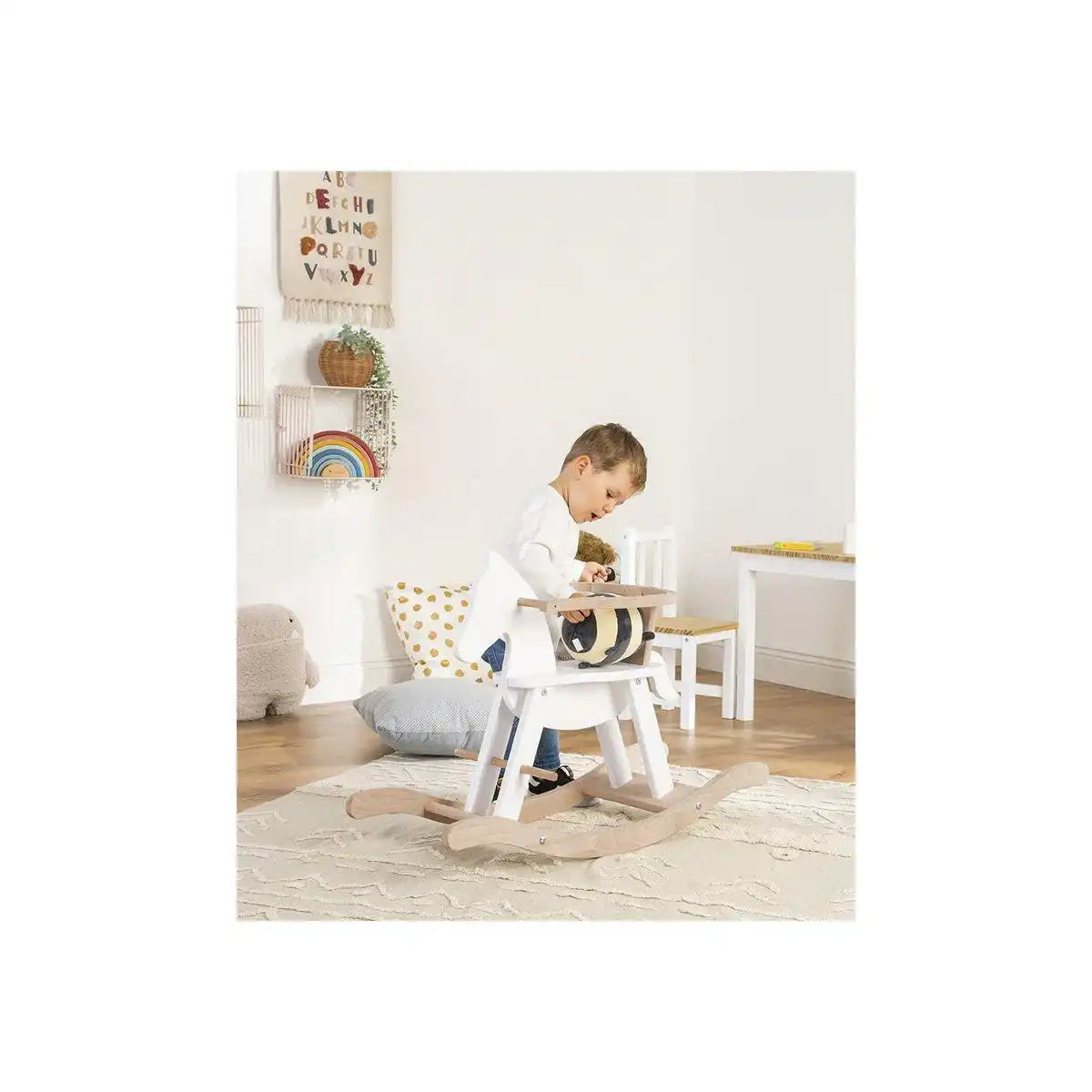 Schaukelpferd 'Pinolino' mit Ring, weiß/natur - HomeDesign Knaus