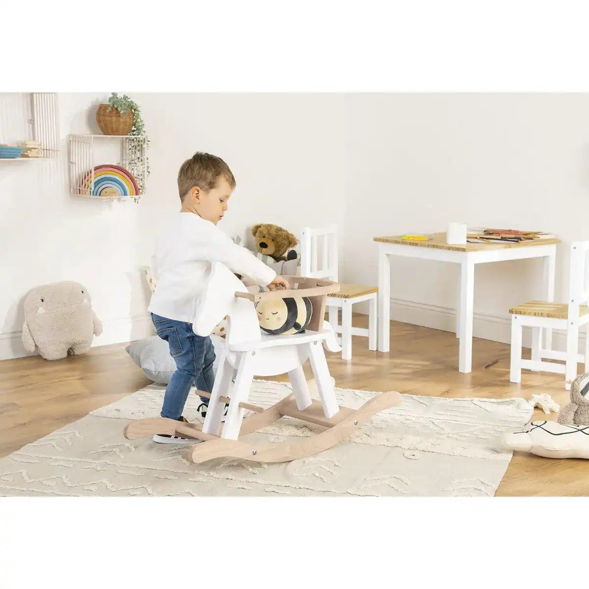 Schaukelpferd 'Pinolino' mit Ring, weiß/natur - HomeDesign Knaus