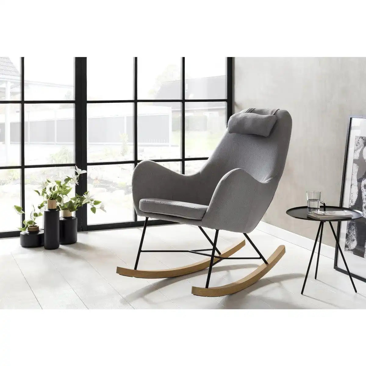 Schaukelstuhl grau Textil - HomeDesign Knaus