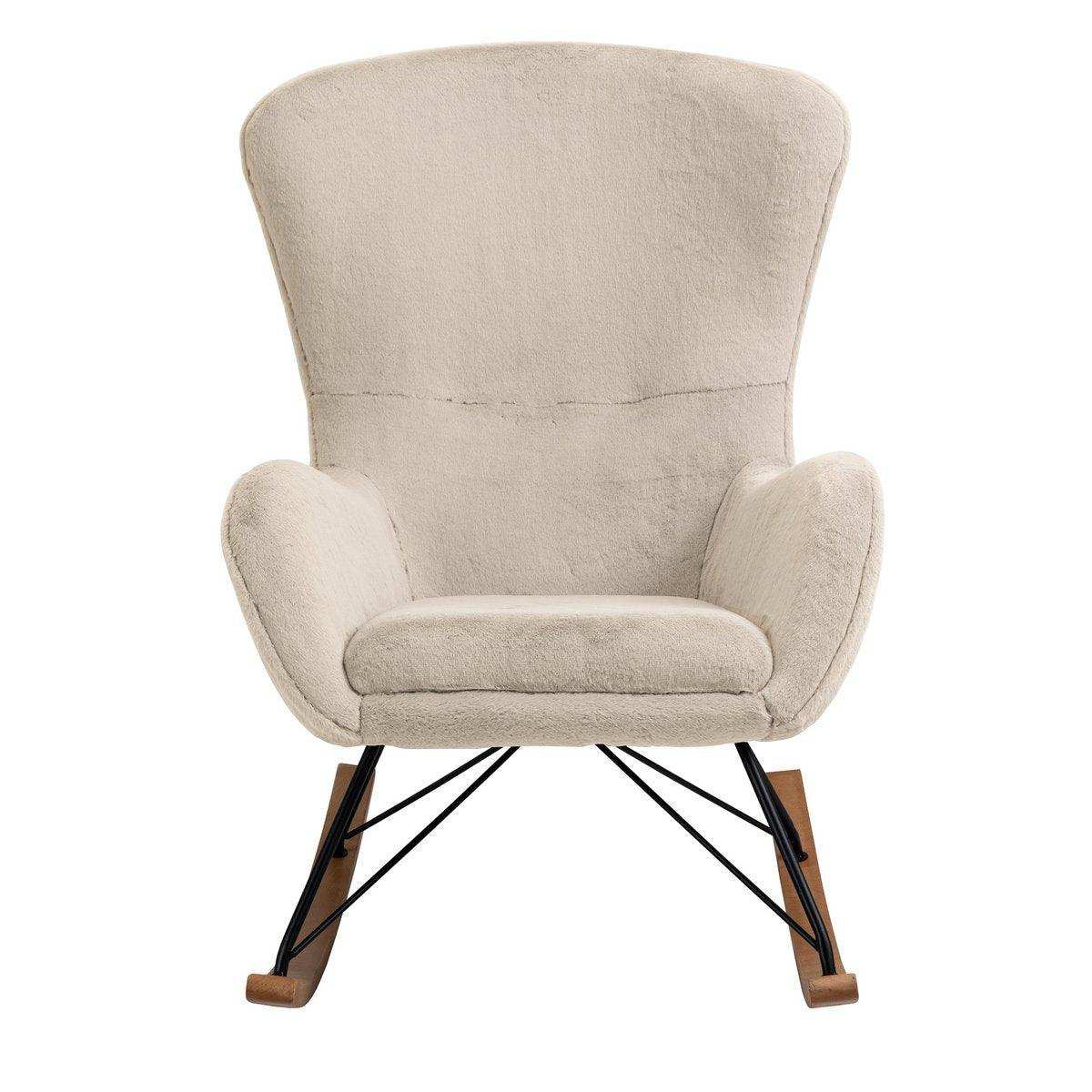 Schaukelstuhl in Lammfelloptik Beige - HomeDesign Knaus