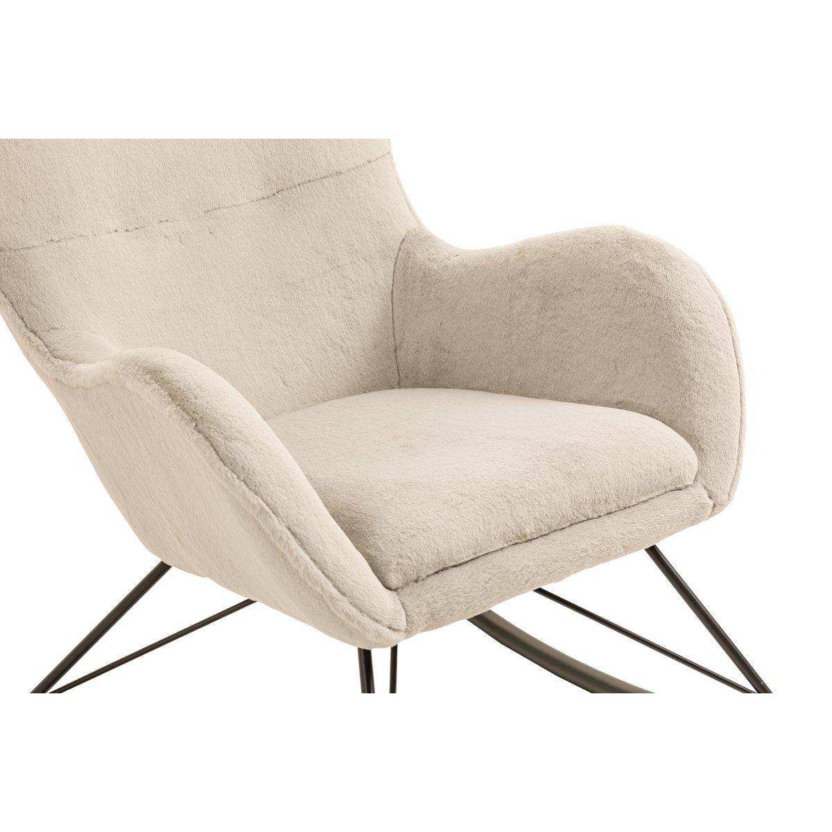 Schaukelstuhl in Lammfelloptik Beige - HomeDesign Knaus