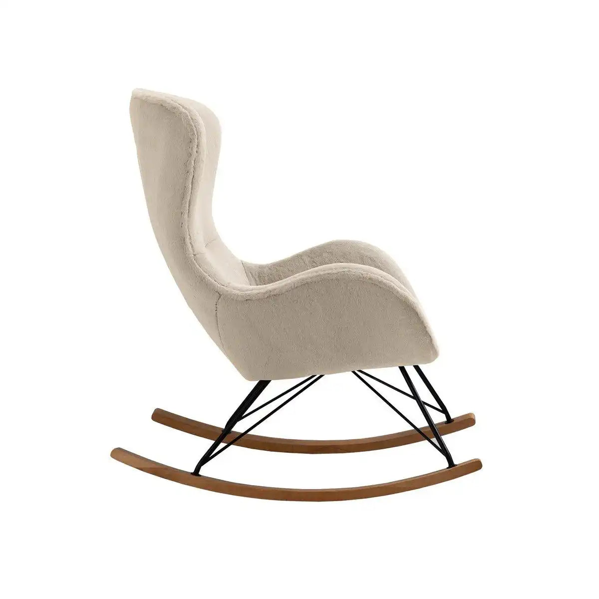 Schaukelstuhl in Lammfelloptik Beige - HomeDesign Knaus